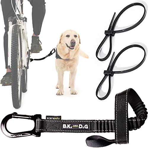 BIKE AND DOG - Fahrrad-Hundeleine, werkzeuglose Befestigung, spezielles Geschirr als Option, inklusive 2 Fahrradbändern. Patentiert. (Schwarz) von BIKE AND DOG