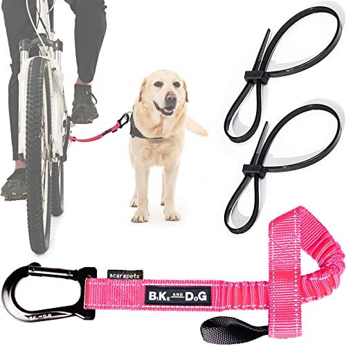 BIKE AND DOG - Fahrrad-Hundeleine, werkzeuglose Befestigung, spezielles Geschirr als Option, inklusive 2 Fahrradbändern. Patentiert. (Rosa) von BIKE AND DOG