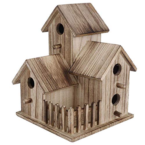 BINCIBH Holz Vogelhaus,Vogelhaus Zum Bereitstellung von Unterkünften Holz Vogelhaus Birdhouse Fütterung Nest Garten Hinterhof Balkon Anhänger für Schwalben Vögel Nistkasten FüR von BINCIBH