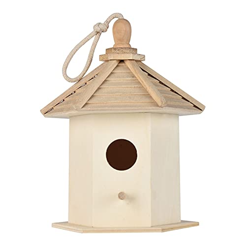 BINCIBH Holz Vogelhaus,Vogelhaus Zum Große Nest Nest Haus Vogelhaus Vogelhaus Vogelkasten Vogelkasten Holzkiste Schöne handgemachte Outdoor Bird Nest Birdhouse DIY PET Nistkasten FüR (Color : White) von BINCIBH