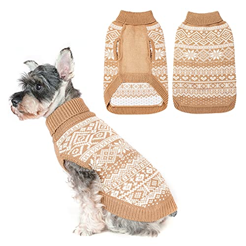 BINGPET Hjumarayan Hundepullover,Hunde Pullover Kleine Hund,Ultra Weiche Thermische Winter Warme Welpen Sweatshirt,Haustier Weihnachtspullover,Haustier Pullover - Beige SM von BINGPET