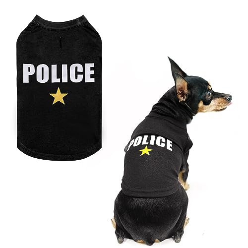 BINGPET Hunde-Polizei-Shirt, weiche Baumwolle, Haustier-Sommer-T-Shirt für kleine bis große Hunde, Welpen, Katze, Weste, Kleidung für Hunde, Jungen, Mädchen von BINGPET