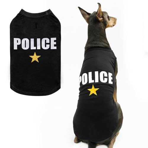 BINGPET Hunde-Polizei-Shirt, weiche Baumwolle, Haustier-Sommer-T-Shirt für kleine bis große Hunde, Welpen, Katze, Weste, Kleidung für Hunde, Jungen, Mädchen von BINGPET