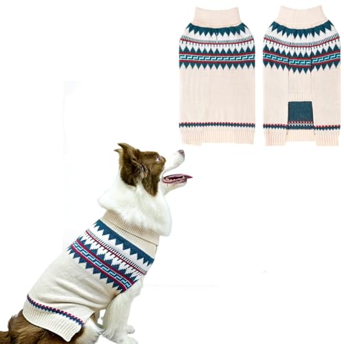 BINGPET Hundepullover, elastischer, mittelgroßer Hundepullover für Hunde, Mädchen, Jungen, ärmelloser Rollkragen-Strickpullover für große, mittelgroße Hunde, Weihnachtshundepullover für Herbst und von BINGPET