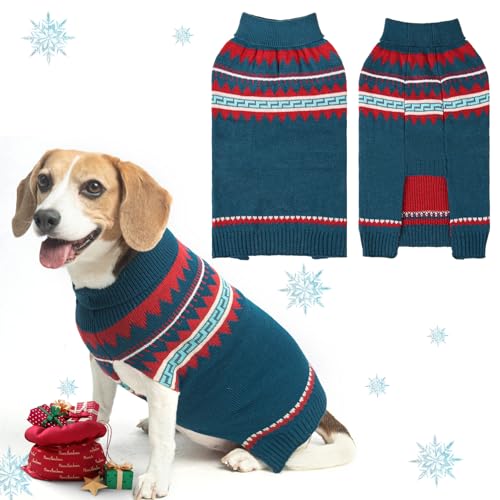 BINGPET Hundepullover – Rollkragen, klassischer Strick-Hundepullover für kleine, mittelgroße und große Hunde, Haustier-Winterkleidung, warme Sweatshirts, Outfits für Hunde und Katzen, NBlue, M von BINGPET