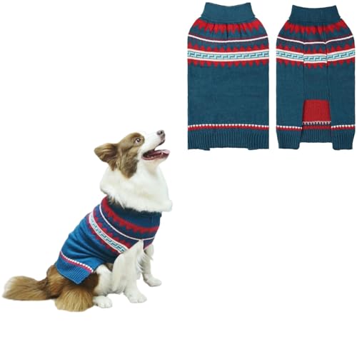 BINGPET Hundepullover, elastisch, mittelgroß, für Hunde, Mädchen, Jungen, ärmelloser Rollkragenpullover für große und mittelgroße Hunde, Weihnachtspullover für Herbst und Winter, Marineblau, Größe L von BINGPET