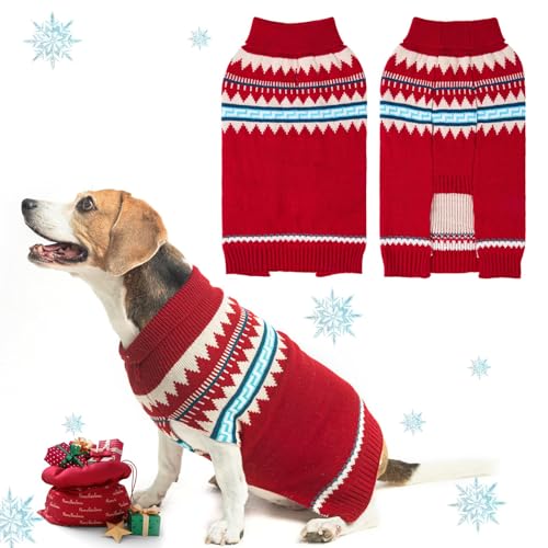 BINGPET Weihnachtspullover für den Winter, Rollkragenpullover, klassischer Strickpullover für kleine, mittelgroße und große Hunde, gestrickter Urlaubspullover zum Spielen im Freien, warme Kleidung, von BINGPET