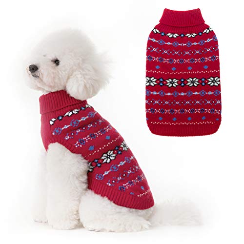 BINGPET Klassischer Hundepullover mit Schneeflocken-Motiv, weich, dick, für Hunde und Katzen, warme Kleidung, Strickwaren, Haustier-Winterkleidung von BINGPET