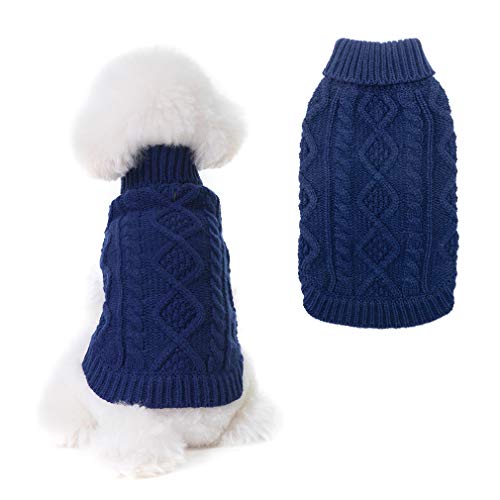 BINGPET Rollkragenpullover für Hunde – Klassischer Zopfstrickpullover für Hunde und Katzen von BINGPET