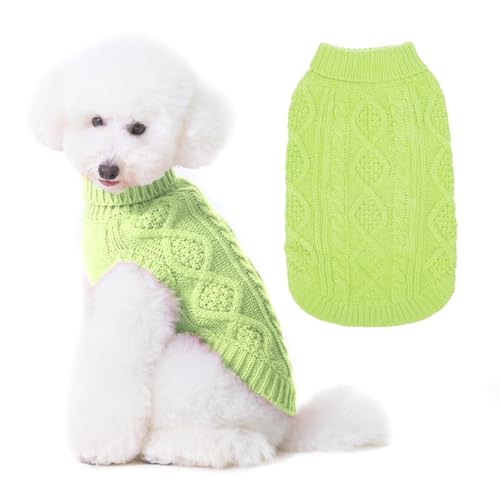 BINGPET Thermo-Strickpullover für kleine, mittelgroße und große Hunde, Wintermantel für Hunde und Katzen, warme Swearter-Shirts, Outfits, klassischer Rollkragenpullover mit Zopfmuster, warmer Pullover von BINGPET