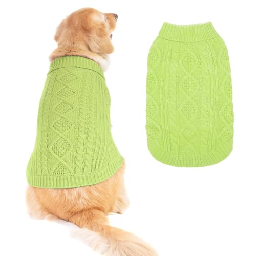 BINGPET Thermo-Strickpullover für kleine, mittelgroße und große Hunde, Wintermantel für Hunde und Katzen, warme Swearter-Shirts, Outfits, klassischer Rollkragenpullover mit Zopfmuster, warmer Pullover von BINGPET