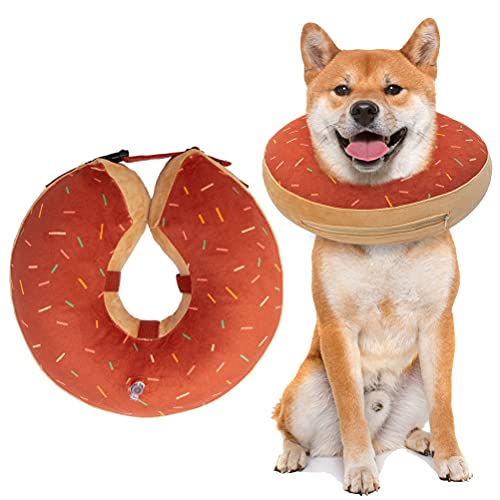 BINGPET Weicher Hundekegel, verstellbare Hundekegel-Alternative nach Operationen, aufblasbares Kegelhalsband für kleine, mittelgroße und große Hunde, niedlicher Haustierhals-Donut-Kegel, Orange M von BINGPET