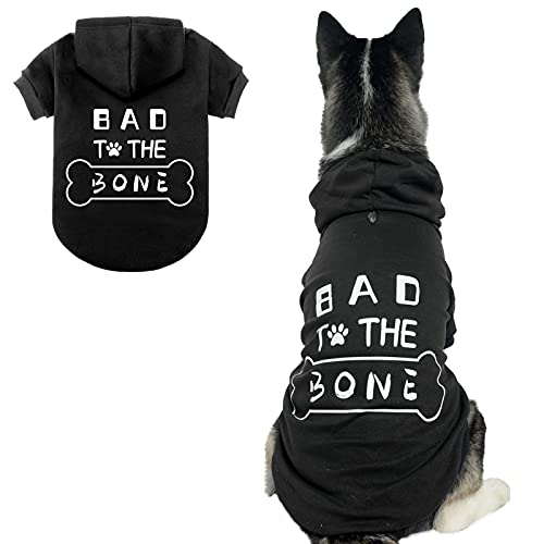 Hunde-Kapuzenpullover mit Aufdruck "Bad The Bone", für den Winter, warm, Schwarz, Größe XL von BINGPET