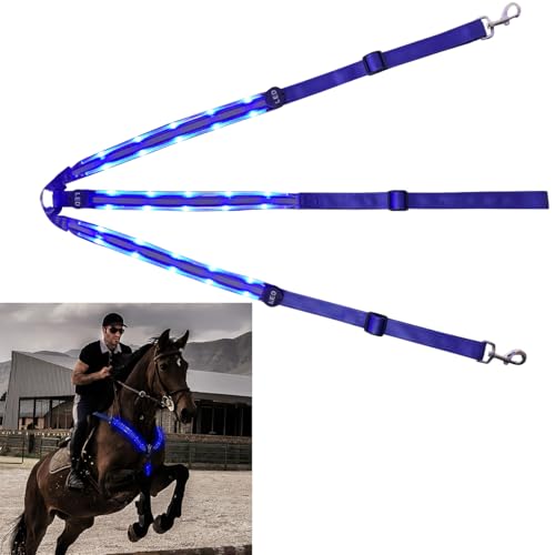 LED Pferdegeschirr Verstellbar Luminous Horse Vorderzeug Brustgurt für Pferde für den Pferdesport(Blau) von BININBOX