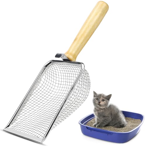 Katzenklo Schaufel Katzenstreuschaufel Metall Katzenschaufel Edelstahl für Katzenklo Katzenstreu für Katzentoilette Scooper Lochabstand 5 mm Cat Litter Scoop Streuschaufel Katzen Zubehör für Klo von BINYI