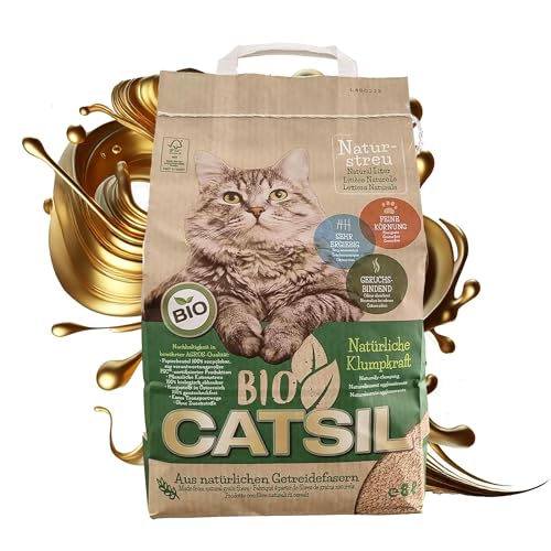 Catsil Bio-CATSIL 4x8 l Klumpstreu Katzenstreu klumpend kompostierbar 100% Pflanzenfasern von Catsil