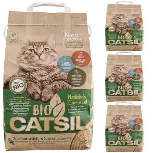 Catsil Bio-CATSIL 4x8 l Klumpstreu Katzenstreu klumpend kompostierbar 100% Pflanzenfasern von Catsil