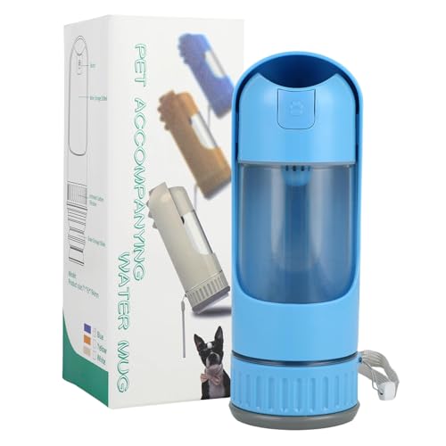 Hundetrinkflasche für Unterwegs Premium Trinkflasche Faltbar Hunde trinkflasche 350ml mit Faltbare Futterbox Hund 100ml für Haustiere, Katze, im Freien, Wandern, Reisen Kompakt langlebig leicht (Blau von BIODEGREEN