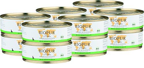 Bio Hundefutter Huhn, Dinkel & Zucchini für Hunde 12x200g von BIOPUR Tiernahrung