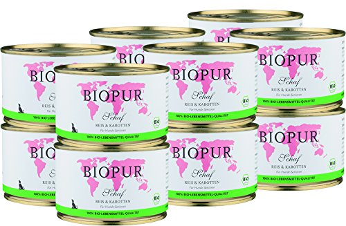 Bio Hundefutter Schaf, Reis & Karotten für Hunde-Senioren 12x400g von BIOPUR Tiernahrung