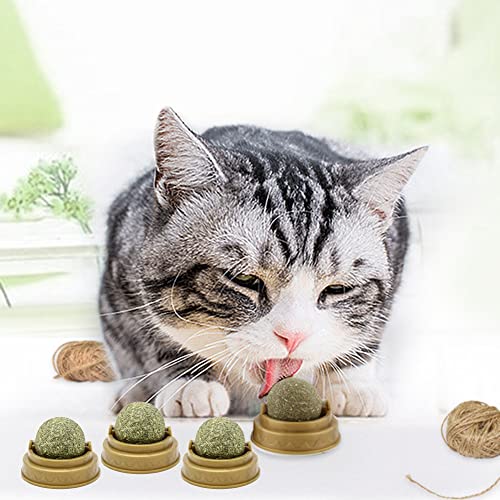 1/4 Stück Katzenminze Balls Spielzeug for Katze, Drehbare Katzenminze Ball mit Staubschutz for Katze fördert die Verdauung von BIOSA