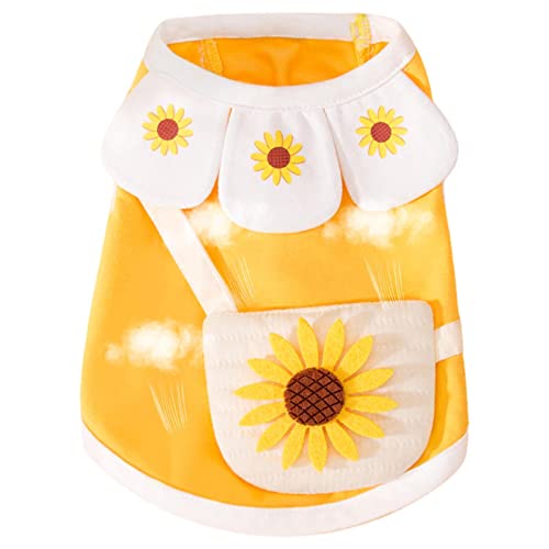 BIOTAT Hundehemden | Süße Sunflower Satchels Hundeweste zweibeinige Baumwoll-T-Shirts,Atmungsaktive Tierbekleidung für kleine Hunde und Katzen im Freien für den Frühling und Sommer von BIOTAT