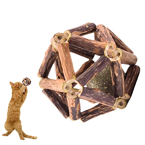 BIOTAT Silvervine Käfigbälle,Natürliches Silvervine-Spielzeug mit Katzenminze-Kugeln - Katzenspielzeug für Katzen im Innenbereich, Zähneputzen, Backenwerkzeuge, Katzenkauspielzeug, Kätzchenspielzeug von BIOTAT