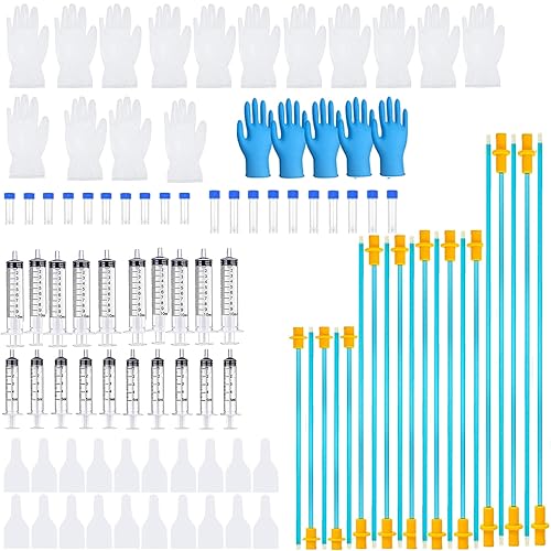 BIPY 100 Stück Hunde-Inseminationskatheter-Spritzen, steriler Samen-Sammelbeutel, Zentrifugenröhrchen, Einweghandschuh, künstliche Befruchtung, Zuchtschlauch mit passendem Vieh, Hund, Schwein, Schaf von BIPY