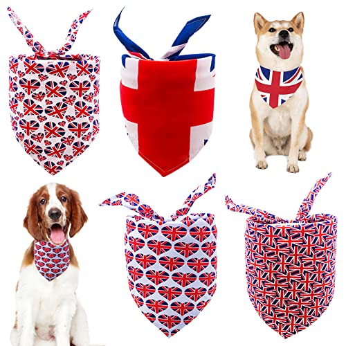 BIPY Hundehalstuch, Union Jack, UK-Flagge, Festival-Design, Haustier-Dreieck-Schal, weiche Lätzchen für kleine, mittelgroße patriotische Halsstücke, Hunde, Katzen, waschbar, verstellbar Halstuch von BIPY