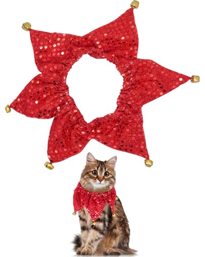 BIPY Jingle Bell Weihnachtshalsband für Hunde, Clown mit Pailletten, roter lauter Klang, verstellbar, für kleine Hunde, Hals-Zubehör, niedliches Welpen, Kätzchen, Katze, Weihnachtskostüm (klein) von BIPY