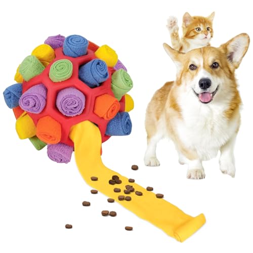 Schnüffelball für Hunde, Schnüffelteppich für Hunde Intelligenzspielzeug Schnüffelspielzeug, Interaktives Hundespielzeug für Kleine Mittelgroße Hunde Spielzeug zum Langsamen Füttern von Hunden (Rot) von BITOYO