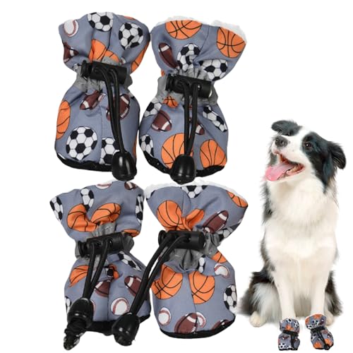 BITTU Schneeschuhe für Hunde, 4 Stück, warme Outdoor-Schuhe, Wollstiefel für Hunde, Kaltwetterzubehör für Deutscher Schäferhund, Dobermann Pinscher, Pudel von BITTU