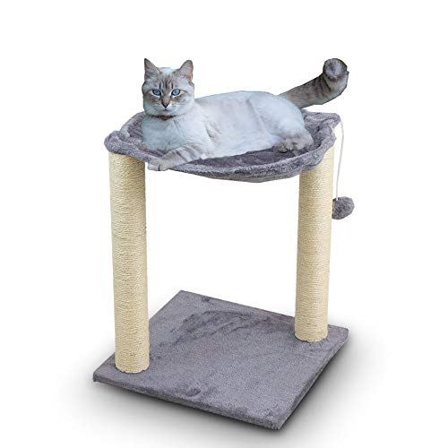 BITUXX® Katzen Mulde Katzenliege Katzenbett Kratzbaum Hängematte mit Plüsch und Sisal (Hellgrau) von BITUXX