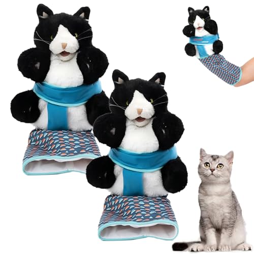 BIUBIULOVE Katzenpuppen-Ringer, Katzen-Ringer-Spielzeugpuppe, Katzen-Handpuppen-Ringer, Antarktischer Ringer, Interaktive Handpuppe, Mit Robuster Polsterung Für Sicheres Spielen (2 Stück) von BIUBIULOVE