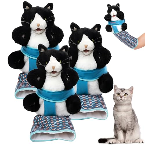 BIUBIULOVE Katzenpuppen-Ringer, Katzen-Ringer-Spielzeugpuppe, Katzen-Handpuppen-Ringer, Antarktischer Ringer, Interaktive Handpuppe, Mit Robuster Polsterung Für Sicheres Spielen (3 Stück) von BIUBIULOVE