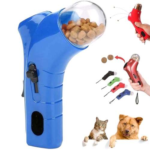 Leckerli-Pistole, Leckerli-Werfer, Leckerli-Spielzeug, Futterkatapult Für Katzen Und Hunde, Snack-Spender Für Katzen, Interaktiver Snack-Katapult Für Haustiere (Blau) von BIUBIULOVE