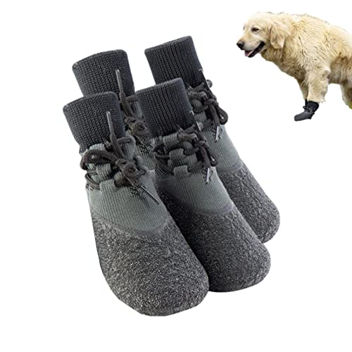 BIUDUI 2 Paar Hundesocken Hunde Pfotenschutz Mit Schnürung, Verstellbare rutschfeste Hundeschuhe Hundestiefel Für Hündchen Älterer Hunde Pfotenschutz von BIUDUI