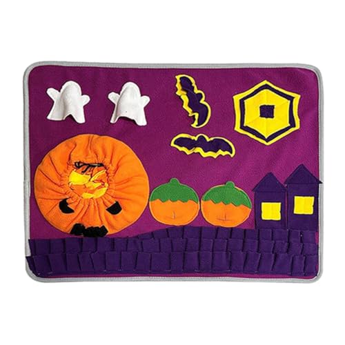 Halloween Kürbis Schnüffelteppich Schnüffelmatte Für Hunde, Waschbar Hunde Trainingsmatte Futtermatte Intelligenzspielzeug Schnüffeldecke Futtermatte Für Training Und Grabspiel 60x50 Cm von BIUDUI