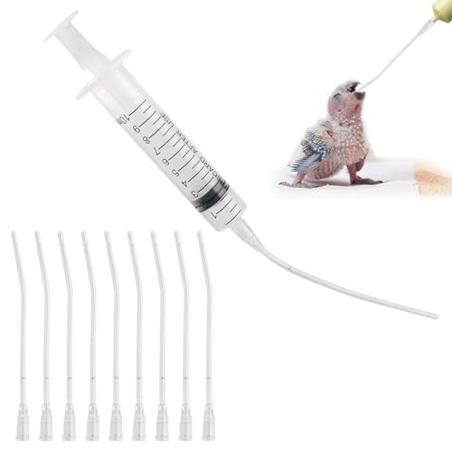 10 Stück Jungvögel Füttern Schlauch, Enthält eine 10-ml-Spritze, Tauben Zubehör, Feeder Futter, Handfütterungswerkzeug für Baby Vögel und Papageien, Milch, Wasser, Medikamente, Einfach zu Reinigen von BIVOFU