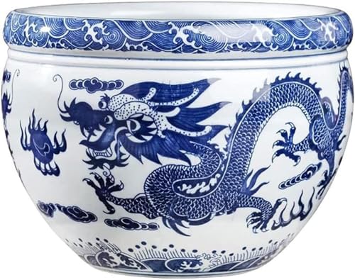 Doppel Drachen Feuer Perle Aquarium Sukkulenten Topf Chinesischen Stil Orientalischen Blau Und Weiß Porzellan Blumentöpfe Schreibtisch Dekoration Für Zuhause Büro Fensterbank Dekoration von BIVVI