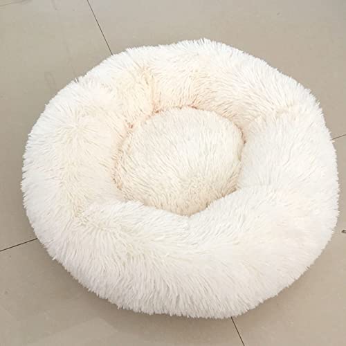 Bequeme beruhigende Hundebetten für große mittelgroße Hunde Welpe Labrador Amazingly Cat Marshmallow Bed Waschbares Plüschtierbett-weiß,100cm-39in von BJBLGMR