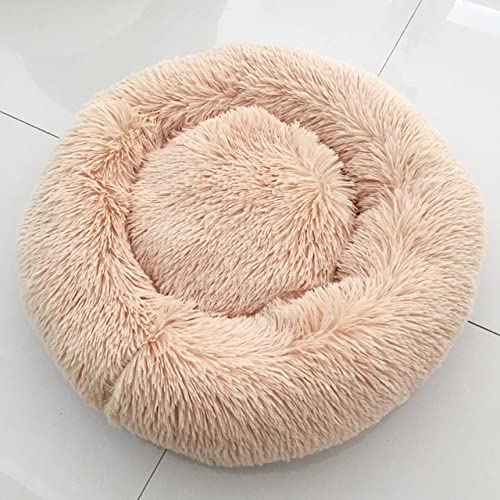 Bequeme beruhigende Hundebetten für große mittlere kleine Hunde Welpe Labrador Amazingly Cat Marshmallow Bed Waschbares Plüschtierbett-Hellbraun,80cm-31.5in von BJBLGMR