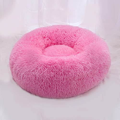 Bequeme beruhigende Hundebetten für große mittlere kleine Hunde Welpe Labrador Amazingly Cat Marshmallow Bed Waschbares Plüschtierbett-rosa,60cm-23.6in von BJBLGMR