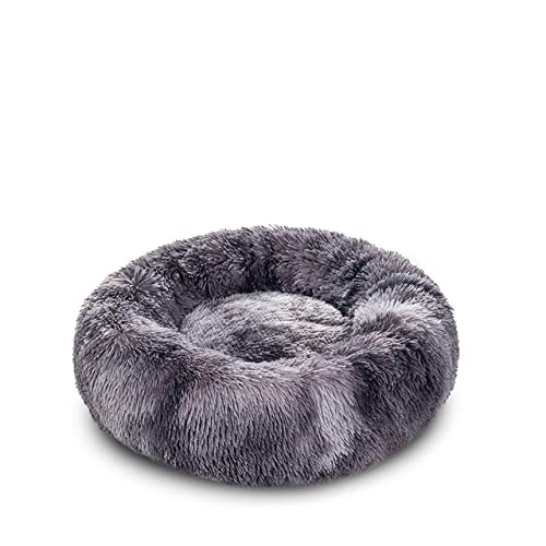 Flauschiges Donut Hundebett XXL Warm Weiches Langes Plüsch Haustier Kissen Hundehaus Katzenbett Waschbar Haustier Sofa Matte Beruhigende Samll Große Hundebetten-GradientDeepGrey,L-70CM,Frankreich von BJBLGMR