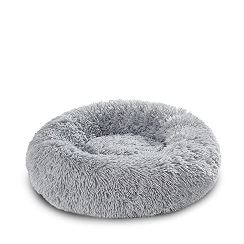 Flauschiges Donut Hundebett XXL Warm Weiches Langes Plüsch Haustier Kissen Hundehaus Katzenbett Waschbar Haustier Sofa Matte Beruhigende Samll Große Hundebetten-Hellgrau,L-70CM,Spanien von BJBLGMR