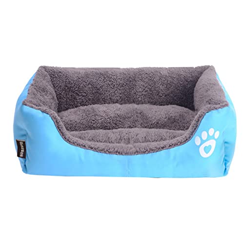 Haustier Hund Winter Schlafsofa Schlafmatratze Für Kleine Große Hunde Haus Zwinger Katzennest Warme Fleece Welpen Druckkörbe S-XXXL-Blau,L von BJBLGMR