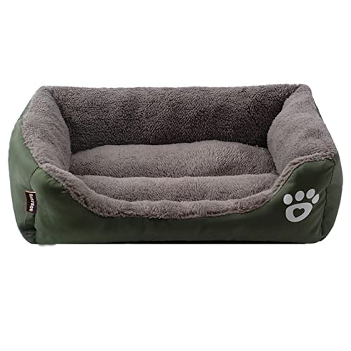 Haustier Hund Winter Schlafsofa Schlafmatratze Für Kleine Große Hunde Haus Zwinger Katzennest Warme Fleece Welpen Druckkörbe S-XXXL-Dunkelgrün,M von BJBLGMR