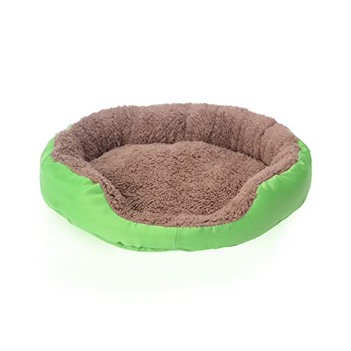 Haustier Hund Winter Schlafsofa Schlafmatratze Für Kleine Große Hunde Haus Zwinger Katzennest Warme Fleece Welpen Druckkörbe S-XXXL-Grün Rund,L von BJBLGMR