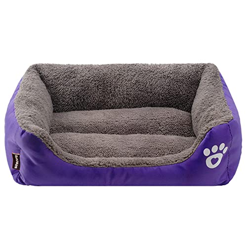 Haustier Hund Winter Schlafsofa Schlafmatratze Für Kleine Große Hunde Haus Zwinger Katzennest Warme Fleece Welpen Druckkörbe S-XXXL-Lila,L von BJBLGMR