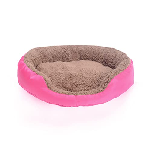 Haustier Hund Winter Schlafsofa Schlafmatratze Für Kleine Große Hunde Haus Zwinger Katzennest Warme Fleece Welpen Druckkörbe S-XXXL-Rose Rund,XL von BJBLGMR